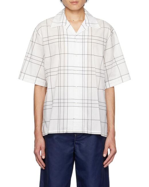 Marni White Checked Short Sleeved Shirt for men