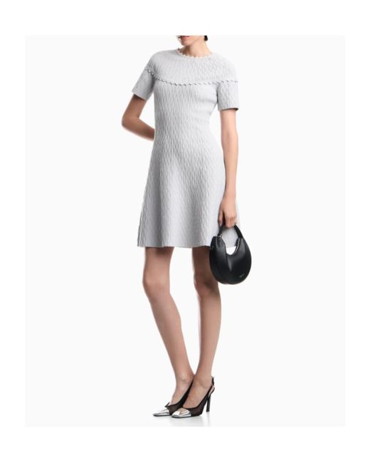 Emporio Armani White Short-Sleeved, Cropped, Round-Neck Dress
