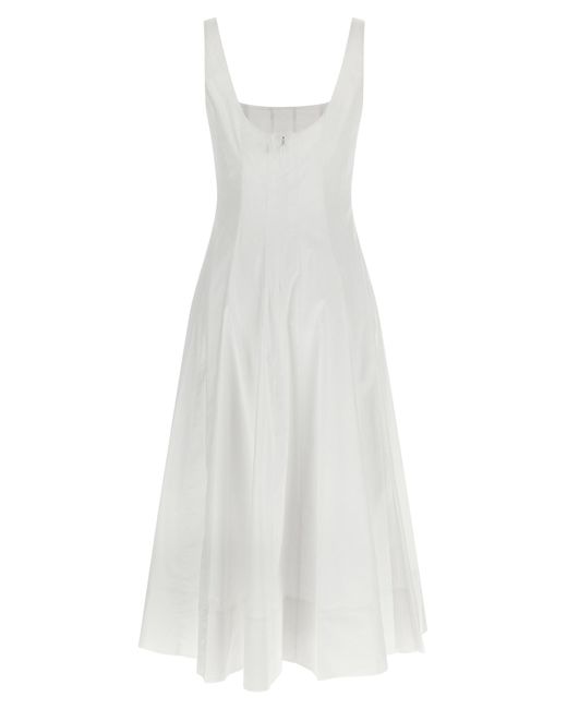 Staud White Wells Pleated Sleeveless Dress