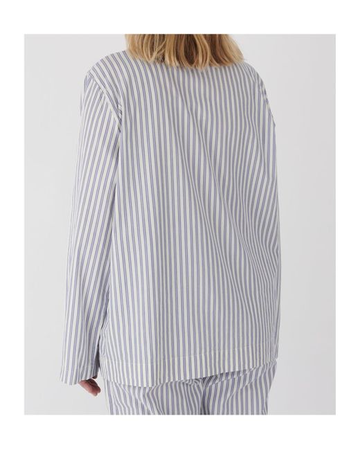 Tekla Blue Striped Pajama Shirt for men