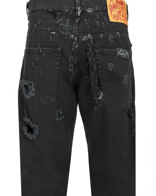 Magliano Black Broken Bull Level Jeans for men