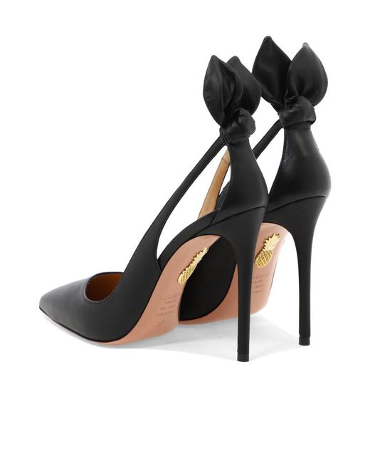 Aquazzura Black Pointed Toe Bow Tie Pumps