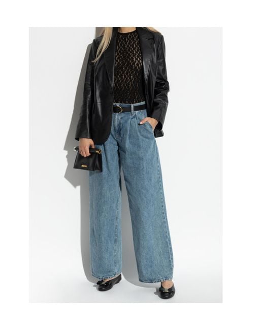 Helmut Lang Blue Double-Pleated Jeans
