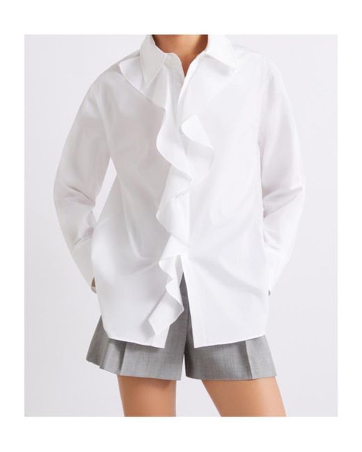 Marella White Ruched Poplin Shirt
