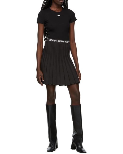 Off-White c/o Virgil Abloh Black Logo Band Pleated Skirt