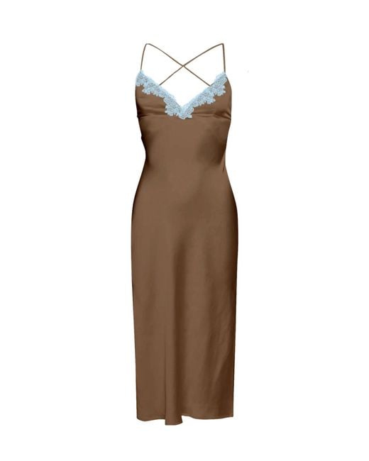 Mc2 Saint Barth Brown Eydis Satin Slip Dress