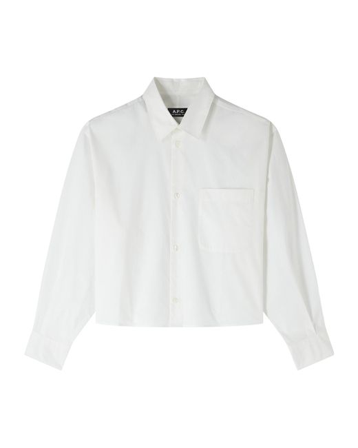 A.P.C. White Buttoned Long-Sleeved Shirt