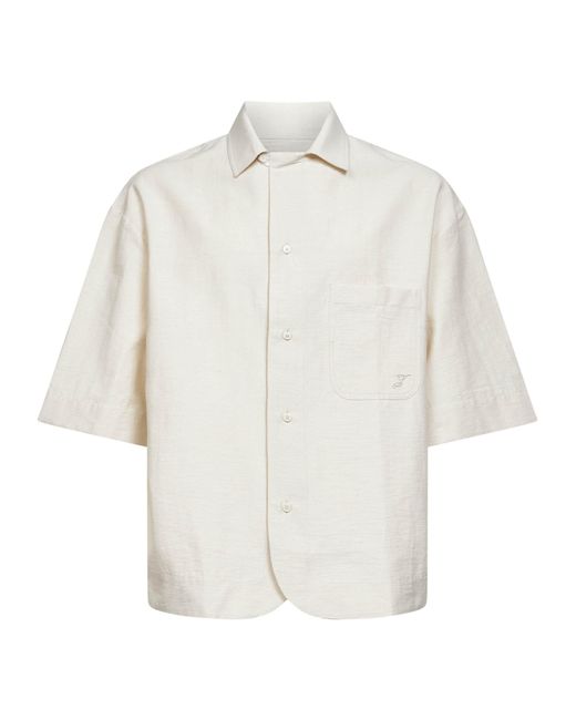 Jacquemus White Off- Cotton Blend Canvas Paysan Shirt for men