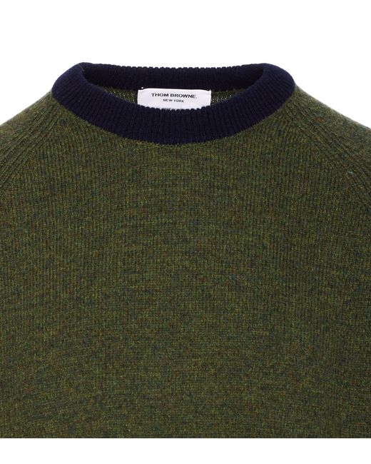 Thom Browne Green Crewneck Knitted Sweater for men