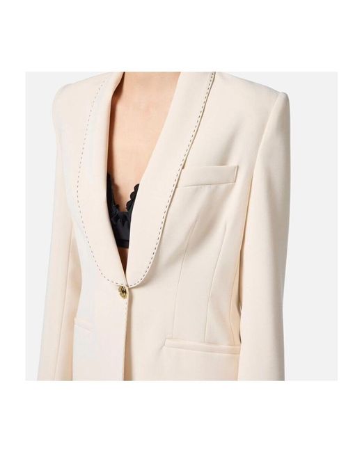 Elisabetta Franchi Natural Single-Breasted Tailored Blazer