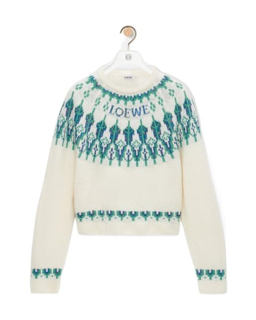 Loewe Blue Fair Isle Pattern Crewneck Jumper