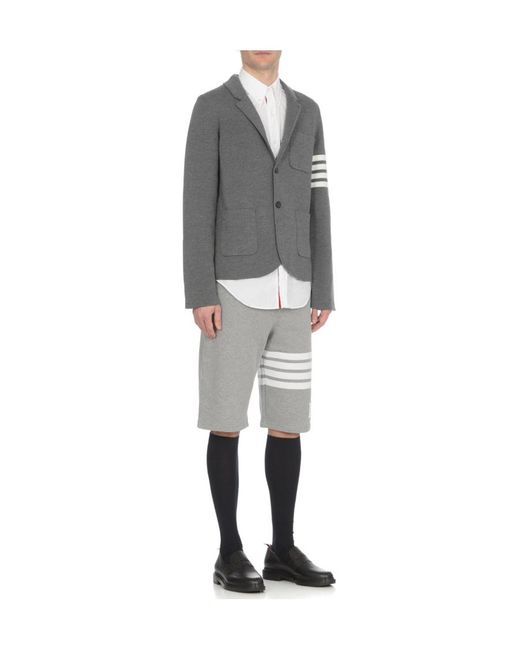 Thom Browne Gray 4-Bar Knitted Blazer for men