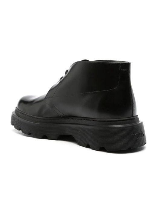 Tod's Black Round Toe Ankle Boots for men