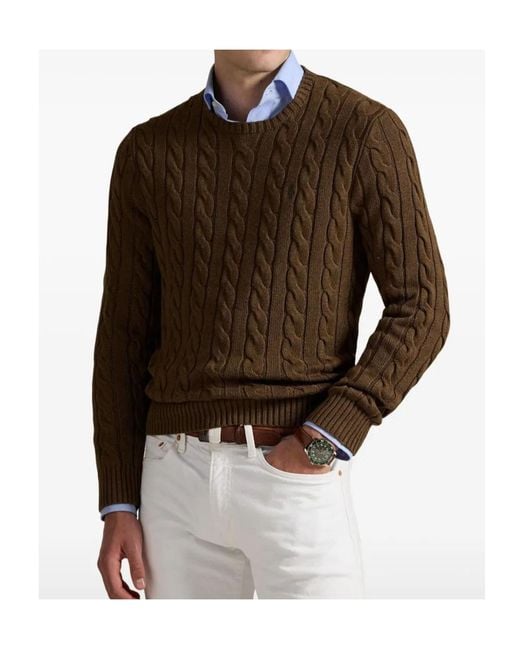 Polo Ralph Lauren Brown Cable-Knit Sweater for men
