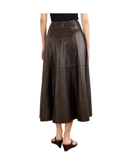 Arma Gray Eleni Paneled Leather Midi Skirt