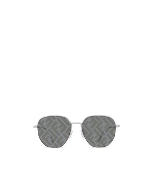Fendi White Travel Round Sunglasses for men