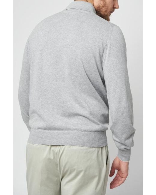Brunello Cucinelli Gray Long-Sleeved Knitted Polo Shirt for men