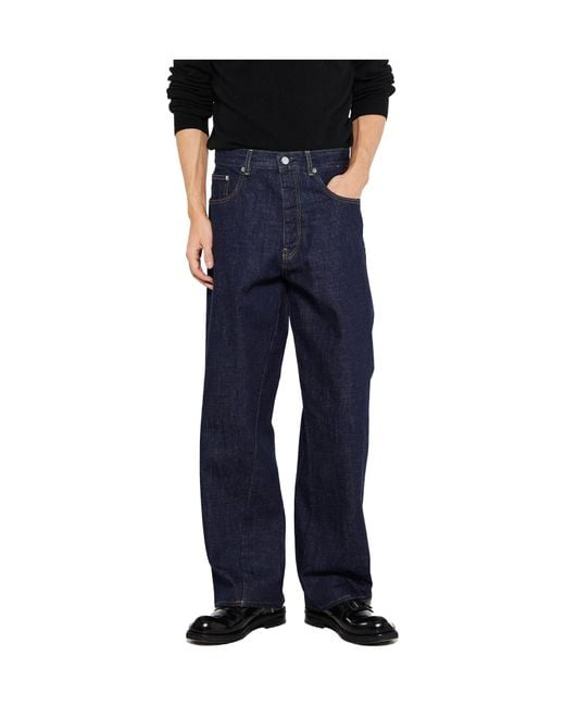 sunflower Blue Wide-Leg Buttoned Jeans for men