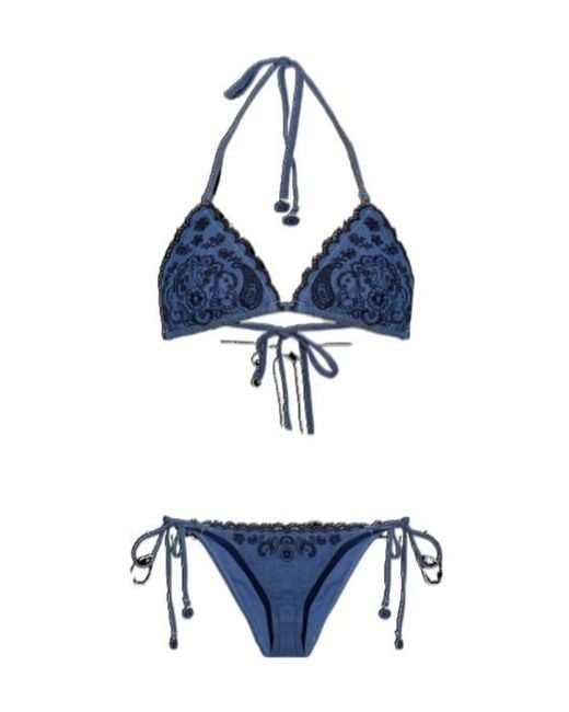 Zimmermann Blue Embroidered Bikini Two-Piece Set