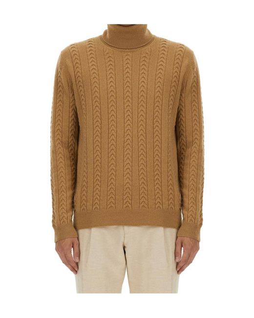 Boss Brown Boss Cable-Knit Roll Neck Jumper for men