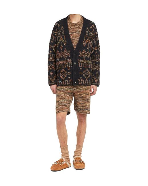 Alanui Gray Grunge Beat Patterned Cardigan for men