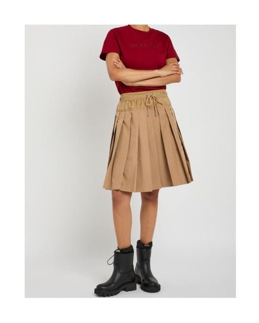 Moncler Natural Pleated Woven Mini Skirt