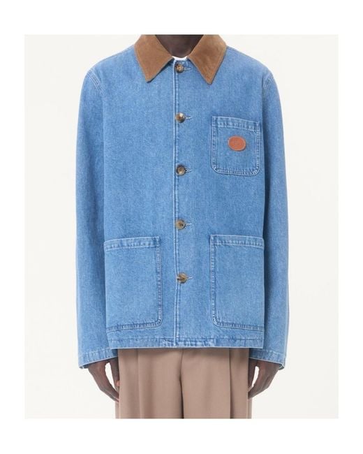 Valentino Blue Logo-Patch Denim Jacket for men