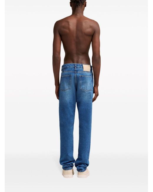 AMI Blue Logo Patch Classic Fit Jeans for men