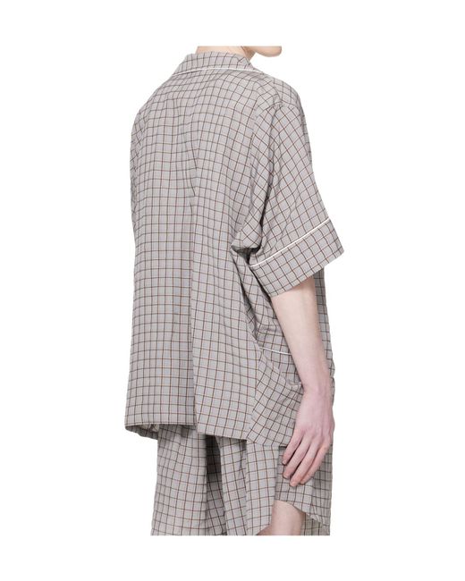 Hed Mayner Gray Plaid Short-Sleeved Shirt for men