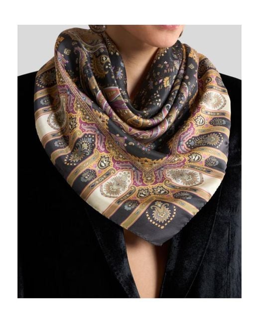 Etro Metallic Paisley-Motif Silk Scarf