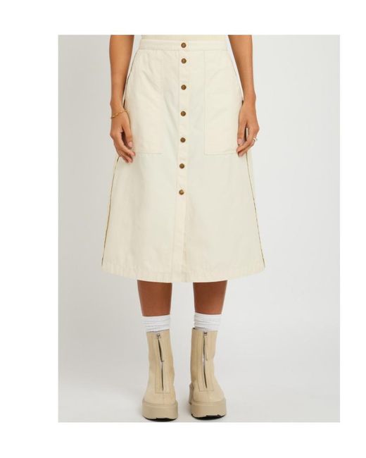Moncler Natural Front Button Midi Skirt