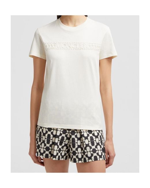 Moncler White Embroidered Logo T-Shirt