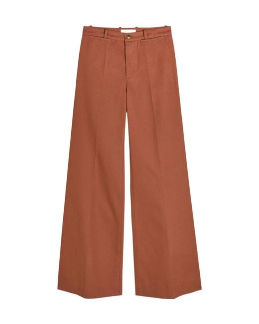 Chloé Brown Flared-Leg Canvas Trousers