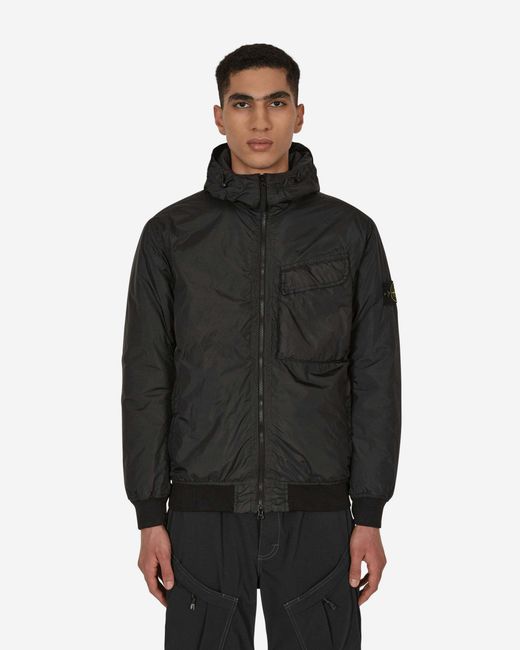 Stone Island Black Compass-Patch Windbreaker Jacket for men