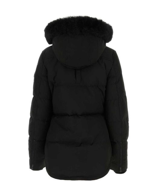 Moose Knuckles Black Logo-Patch Padded Jacket