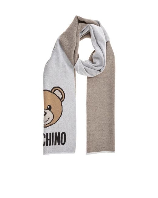 Moschino White Teddy Bear-Print Scarf