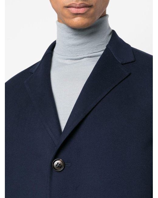 Colombo Blue Notched-Collar Single-Breasted Coat for men