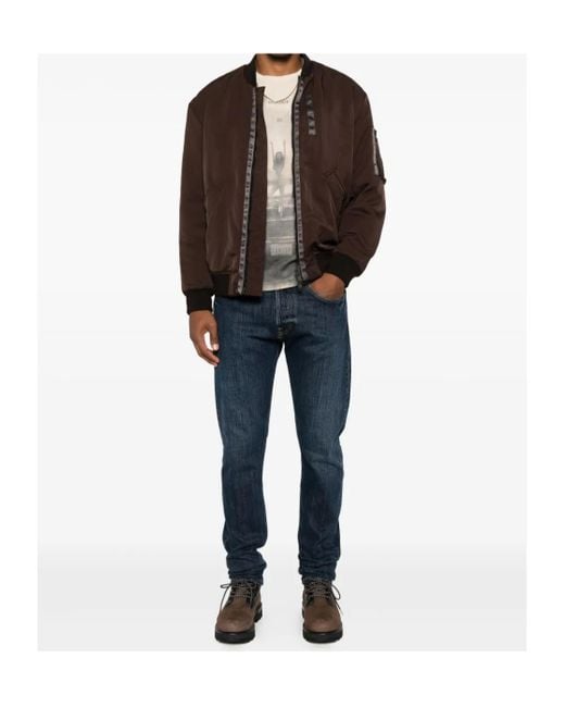 Dondup Brown Striped-Panel Bomber Jacket for men