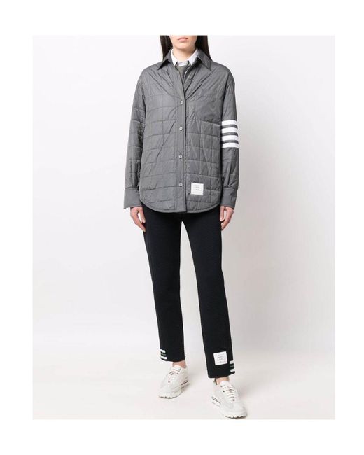 Thom Browne Gray Quilted Shirt Down Jacket