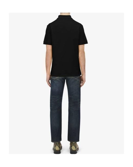 McQueen Black Logo Embroidered Short-Sleeved Polo Shirt for men