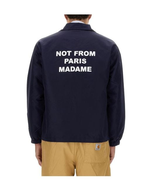 Drole de Monsieur Blue Drôle De Monsieur Slogan Coach Jacket for men