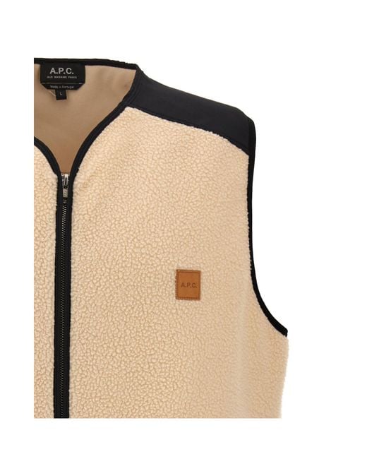 A.P.C. Natural Nate Logo Patch Zip-Up Vest for men