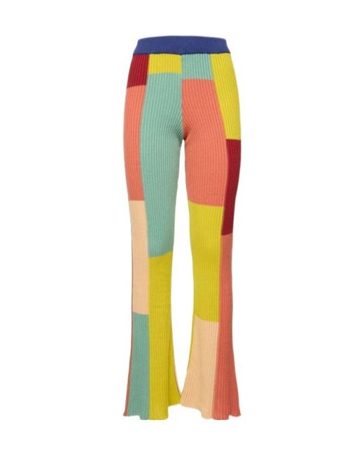 The Elder Statesman Multicolor Color Block Flared Cotton Pants