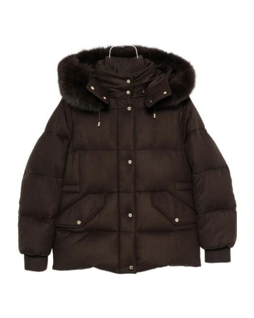 Moorer Black Long-Sleeved Down Jacket