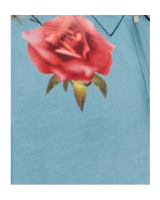 AllSaints Blue Printed Short-Sleeve Shirt for men
