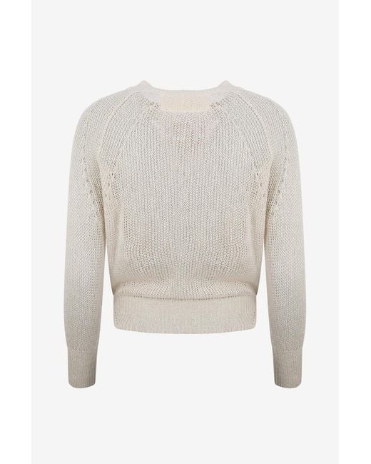 Ermanno Scervino White Openwork Embroidered Cashmere Knit Cardigan