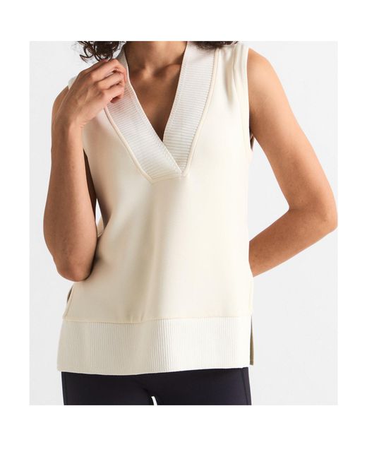 Varley White Ribbed Tank Top