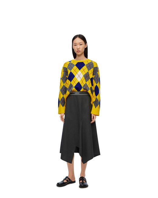 Loewe Yellow Argyle Crewneck Knitted Jumper