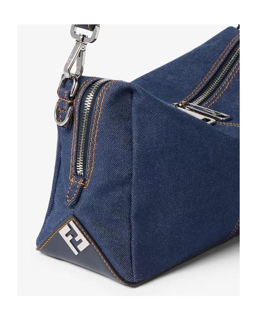 Fendi Blue Lui Medium Denim Shoulder Bag for men