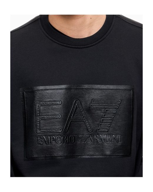 Emporio Armani Blue Logo-Patch Long-Sleeve Sweater for men